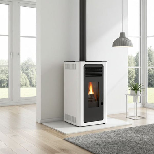 Estufa de Pellet LASIAN Audax 8kW Blanco - TU ULTIMO CLIC