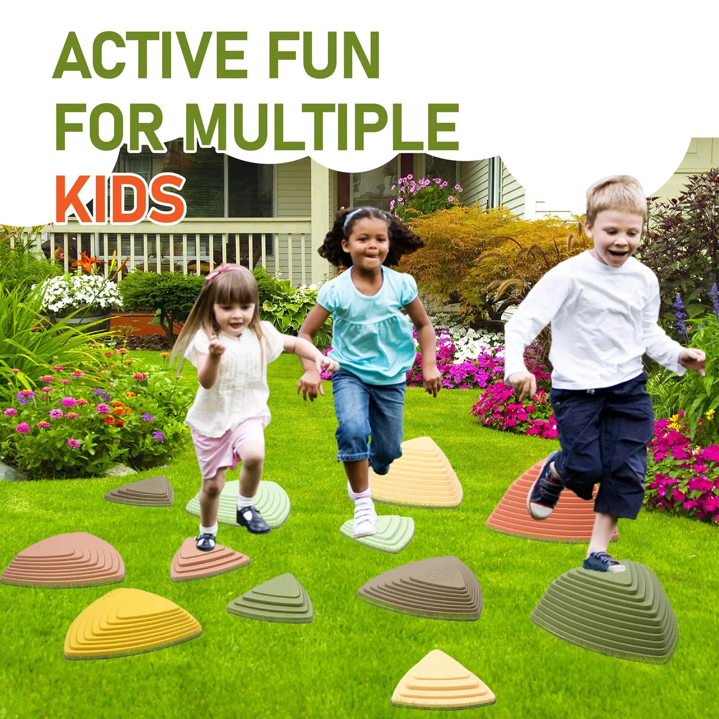Set 12 Piedras de Equilibrio para Niños | Circuito de Obstáculos Antideslizante