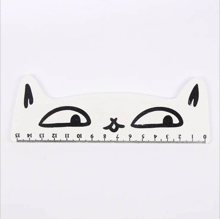 Regla Kawaii Gato Negro Lytwtw’s - 15 cm Madera