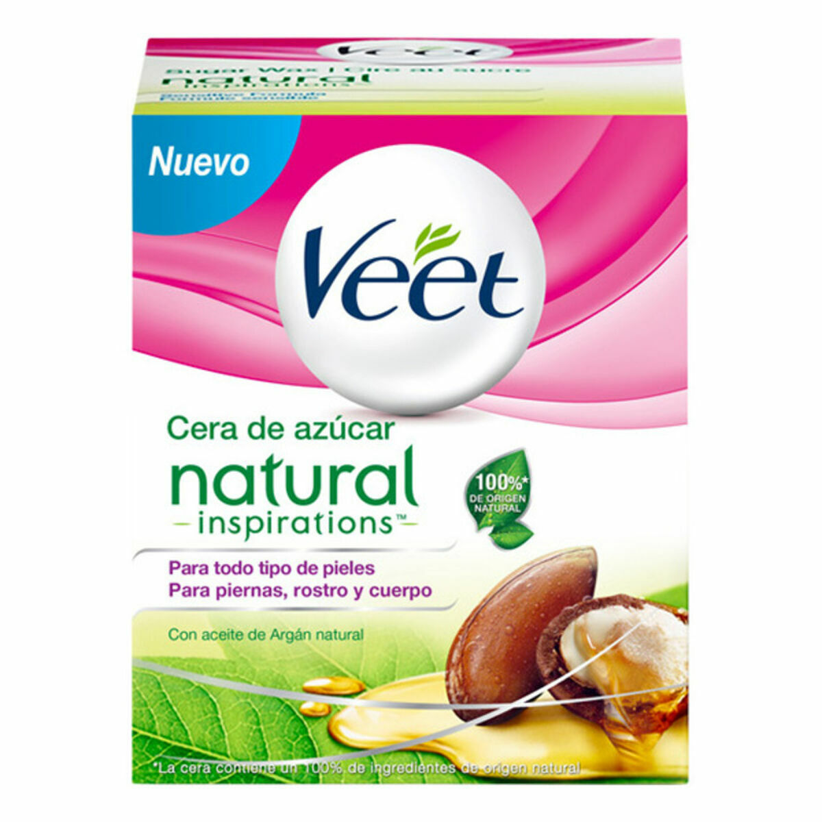 Crema Depilatoria Veet Cera Tibia Natural - Aceite de Argán y Azúcar