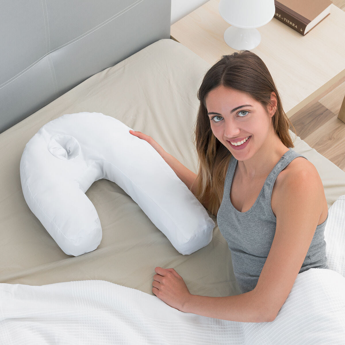 Almohada Ergonómica Slupill InnovaGoods - Forma U para Postura Lateral y Embarazo