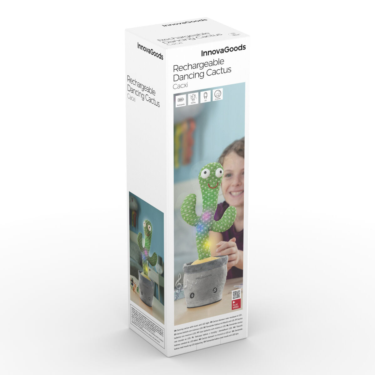 Cactus Bailarín y Parlanchín Recargable - Juguete Musical LED con Grabación de Voz InnovaGoods