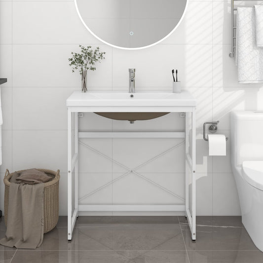 Estructura de Baño con Lavabo Integrado - Hierro Negro o Blanco 79x38x83 cm