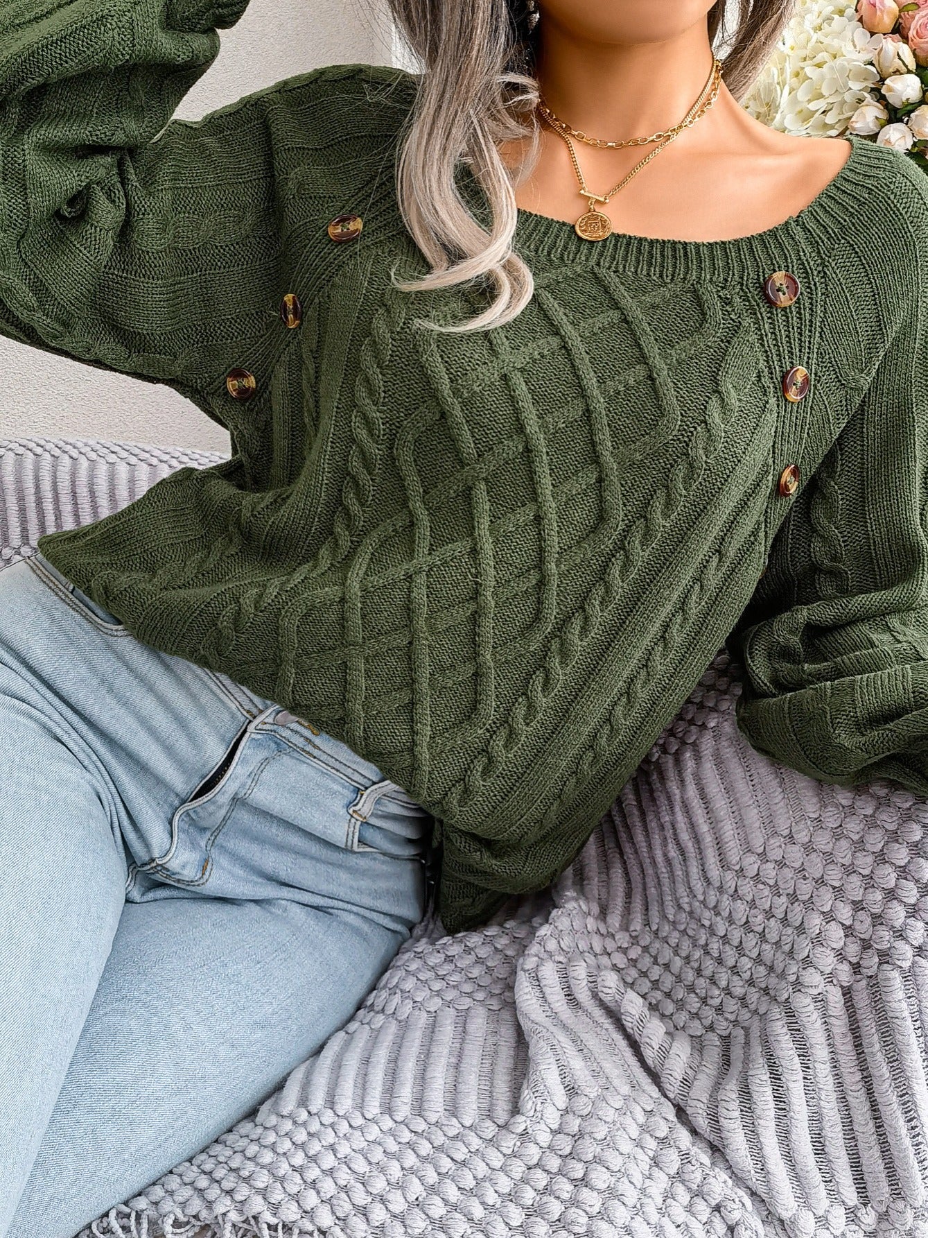 Jersey Texturizado Mujer  Cuello Redondo y Manga Globo en Varios Colores