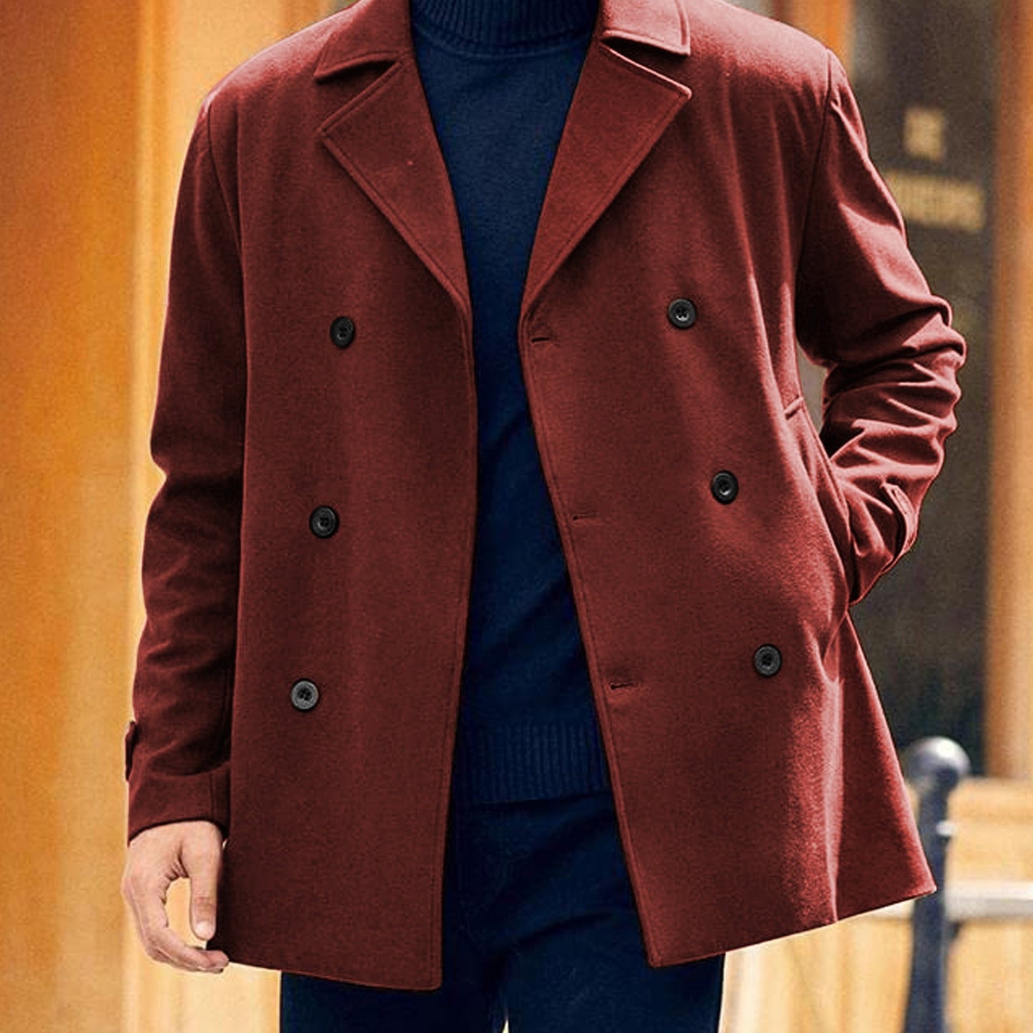 Abrigo Trench Coat Hombre - Elegante Doble Botonadura Invierno