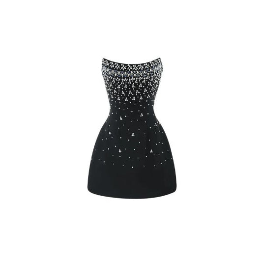 Vestido Mini de Cristal - Sin Tirantes Elegante