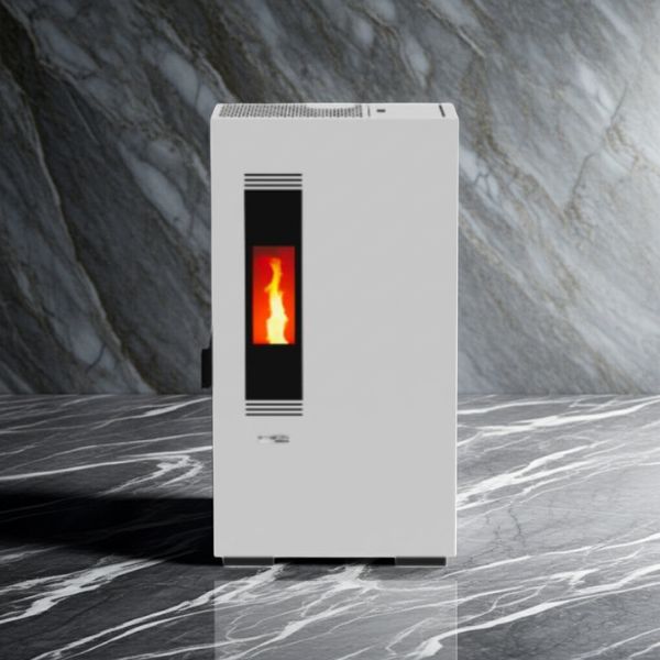 Estufa de Pellet Blanca MUNDOCLIMA BIOTHERM MILA 5kW  Diseño Compacto y Eficiente - TU ULTIMO CLIC
