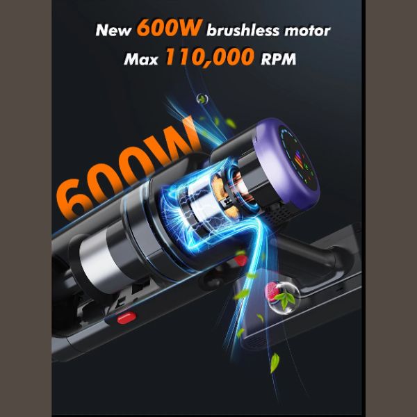 Aspiradora Portátil Armo V22 - 55kPa 600W Inalámbrica 6 en 1 con Pantalla LED