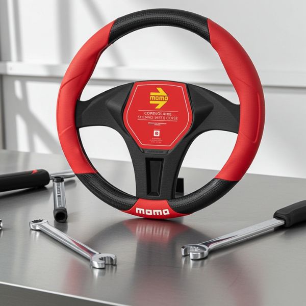 Funda Volante Momo 38cm Negro Rojo - Universal Deportiva - TU ULTIMO CLIC