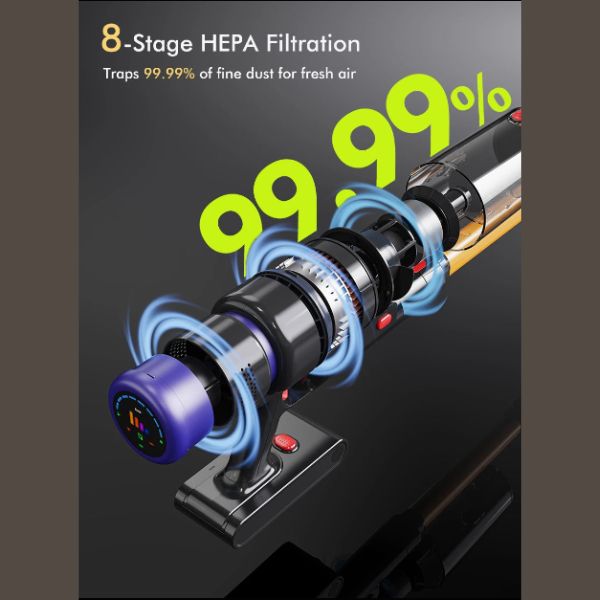 Aspiradora Portátil Armo V22 - 55kPa 600W Inalámbrica 6 en 1 con Pantalla LED