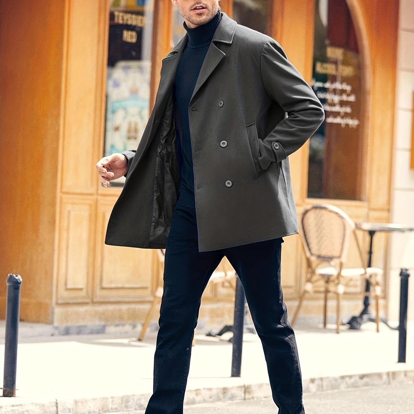 Abrigo Trench Coat Hombre - Elegante Doble Botonadura Invierno