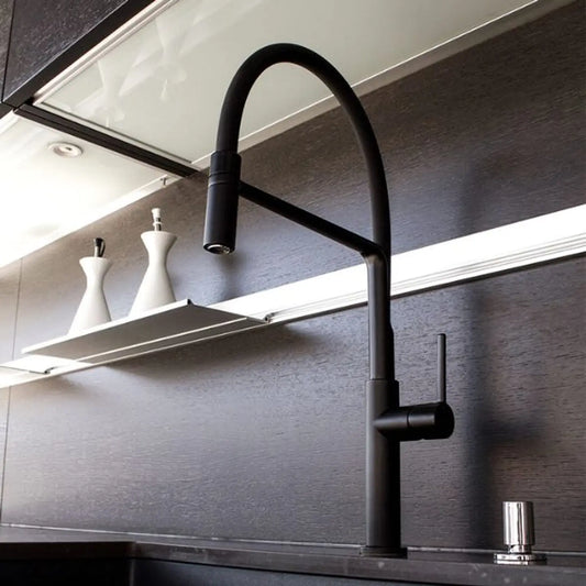 Grifo Monomando Chef Slim 255 mm Negro Mate | Diseño Compacto y Cold Open