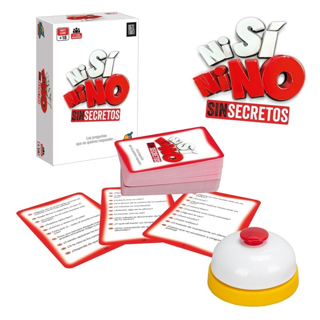 Juego de Cartas Ni Sí Ni No Sin Secretos - Diversión +18 con 90 Cartas y Timbre