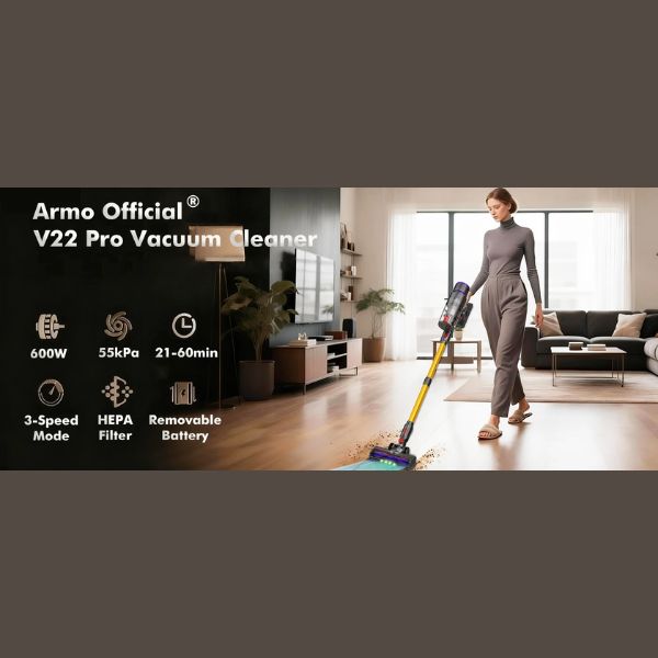 Aspiradora Portátil Armo V22 - 55kPa 600W Inalámbrica 6 en 1 con Pantalla LED