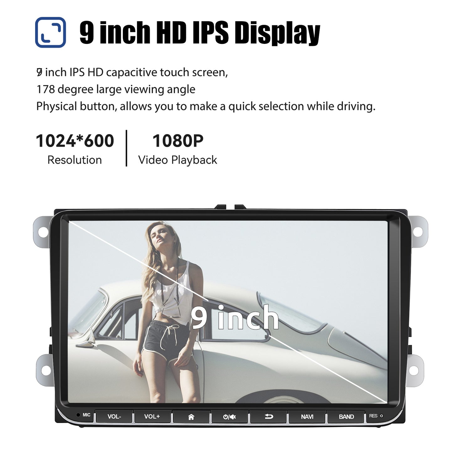 ESSGOO 9" Android 14 - Radio Carplay GPS WIFI para VW, Seat y Skoda