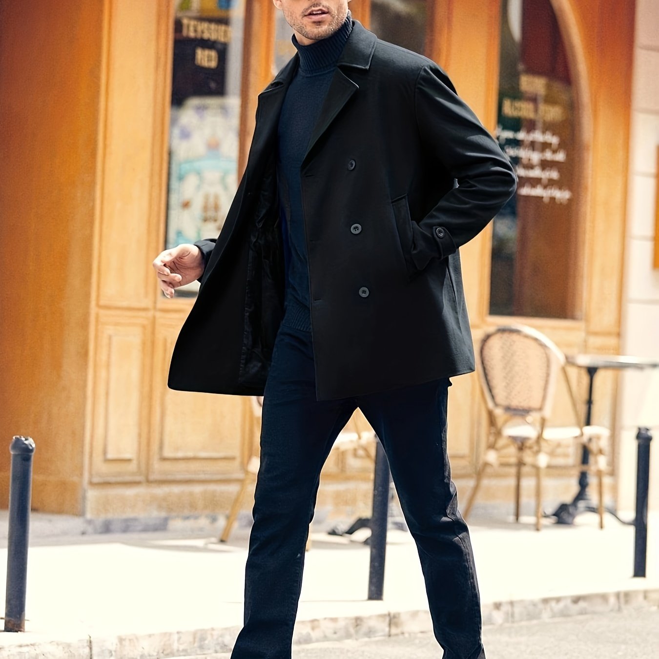 Abrigo Trench Coat Hombre - Elegante Doble Botonadura Invierno