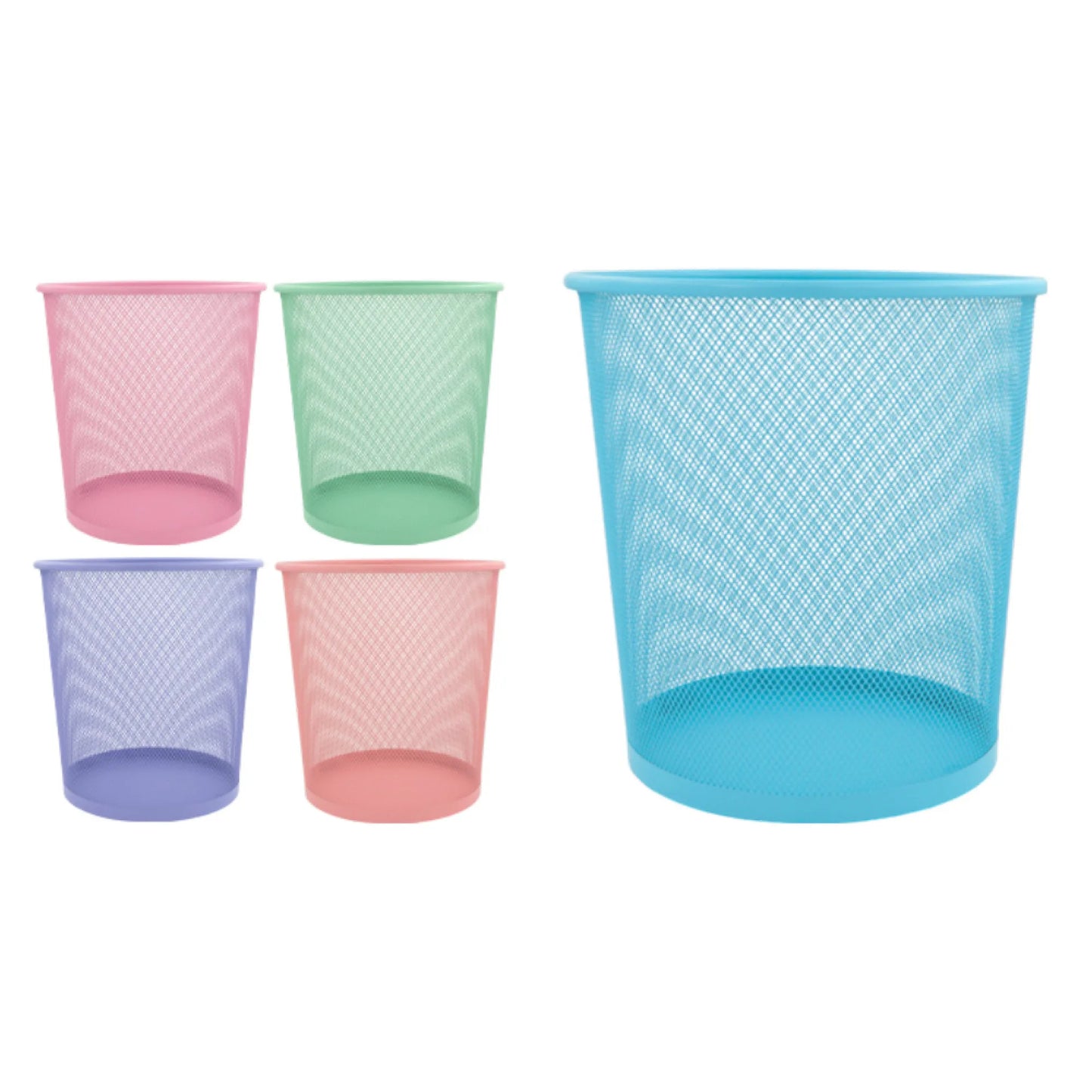 Papelera Metálica Cilíndrica 28x21.5cm  Diseño Pastel Moderno para Hogar y Oficina