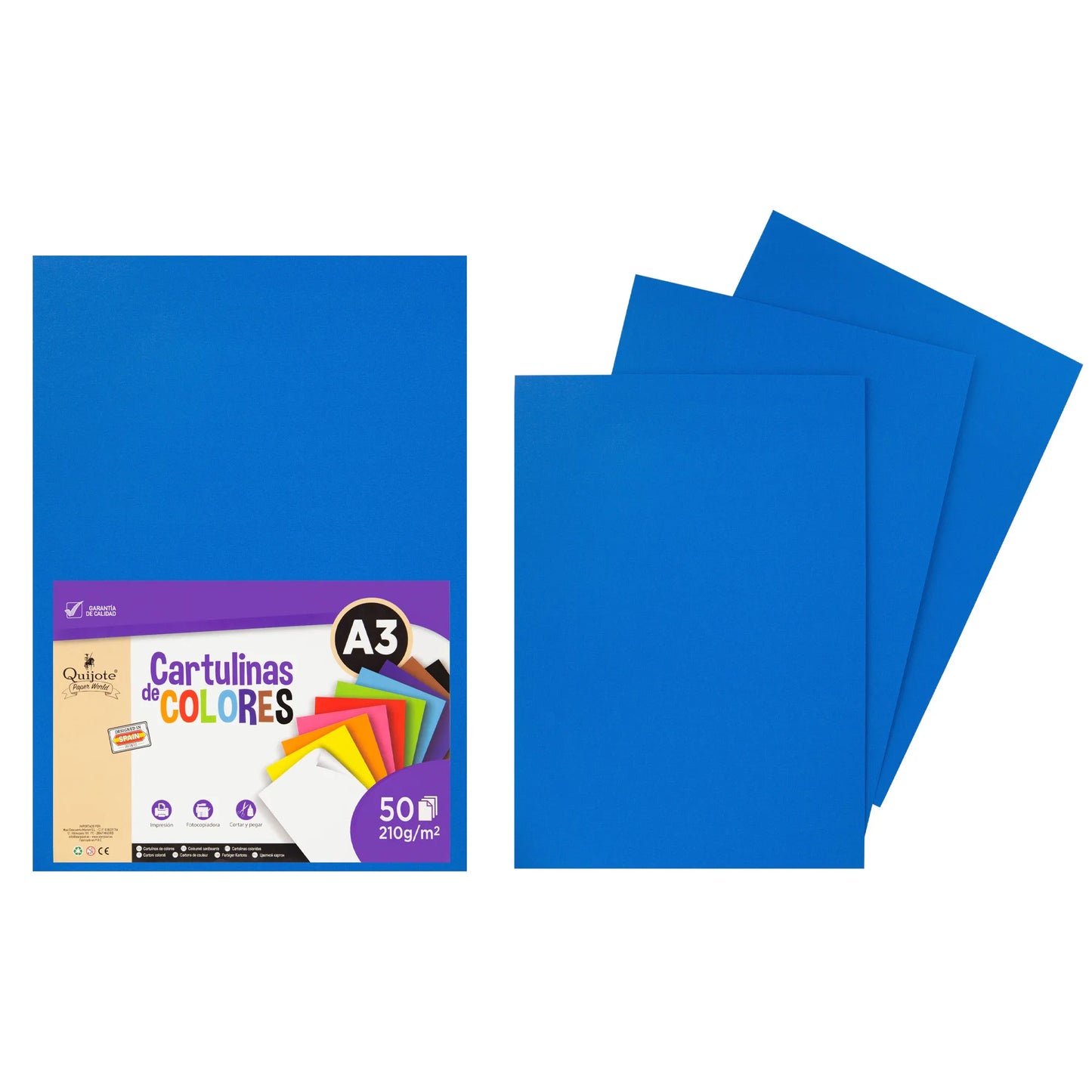 Cartulina Azul A3 210g/m²  50 Hojas Impresión y Estampado