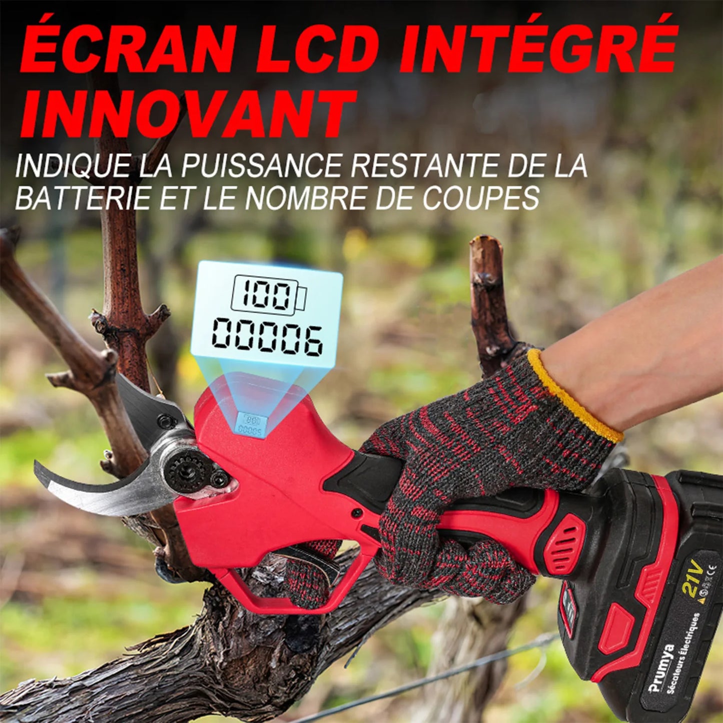 Tijeras Eléctricas de Podar  Sin Escobillas 21V Corte Preciso 5cm