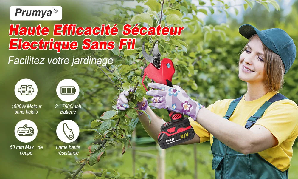 Tijeras Eléctricas de Podar  Sin Escobillas 21V Corte Preciso 5cm