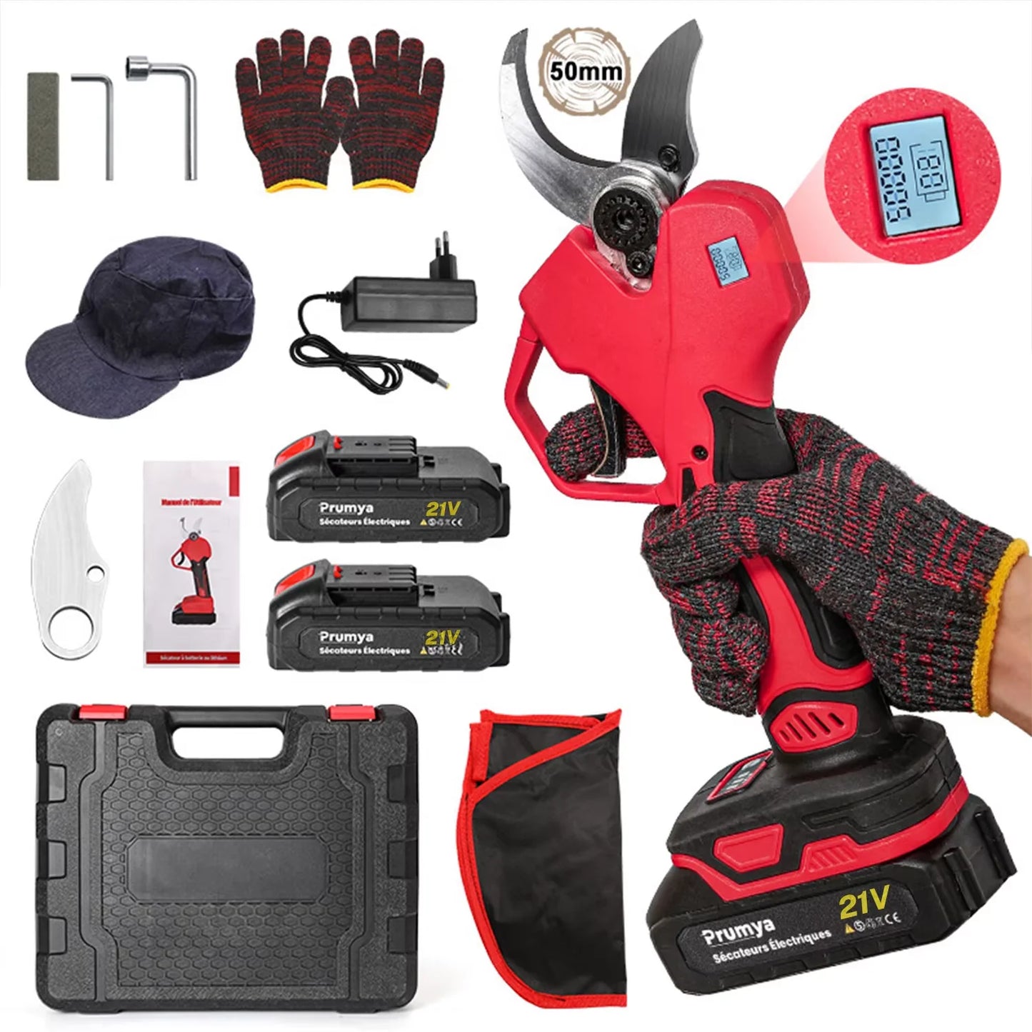 Tijeras Eléctricas de Podar  Sin Escobillas 21V Corte Preciso 5cm