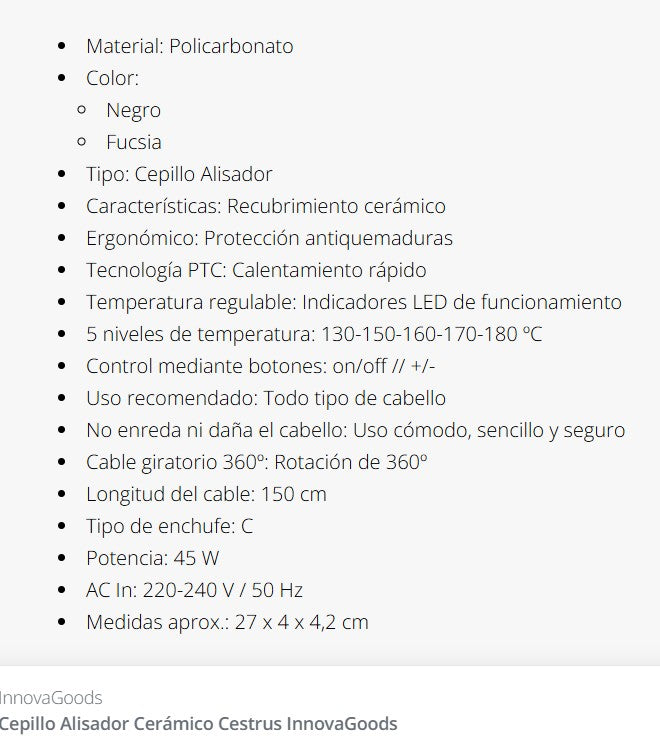 Cepillo Alisador Cerámico InnovaGoods  Alisado Rápido y Seguro