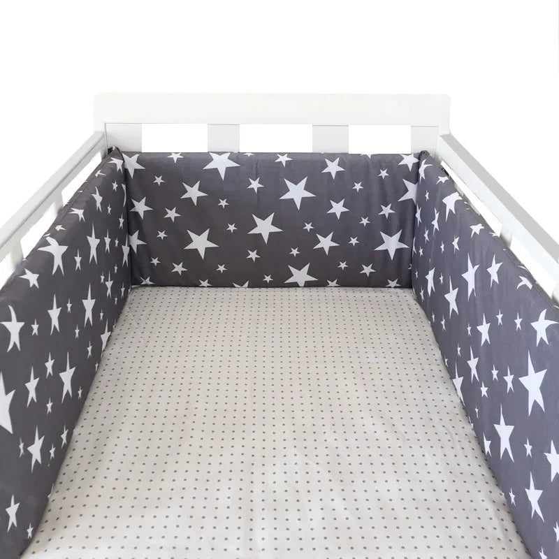 Protector de Cuna 200x30cm Estrellas  Parachoques Grueso Lavable y Seguro para Bebé