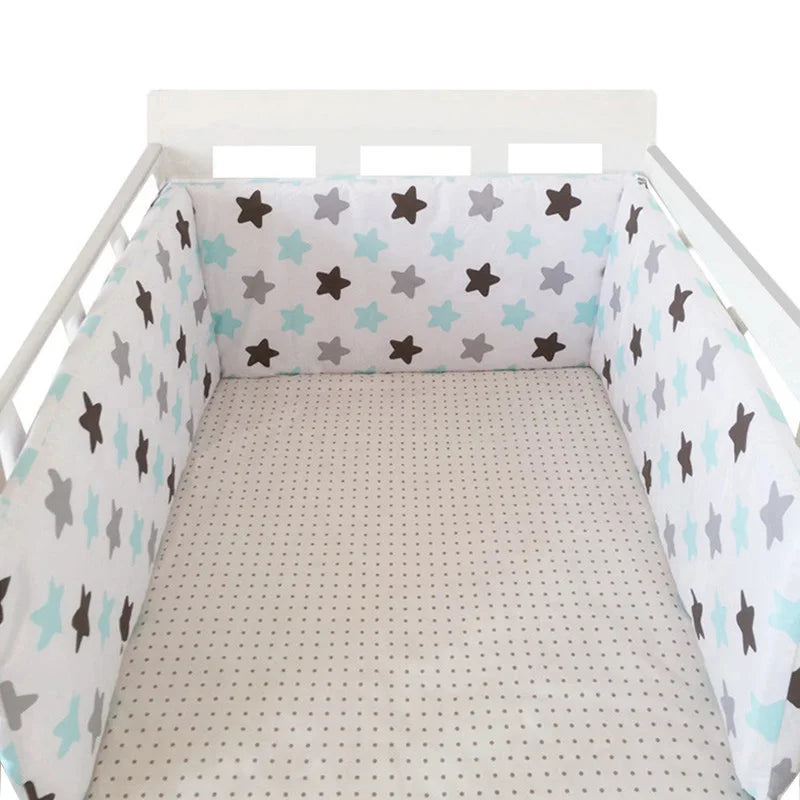 Protector de Cuna 200x30cm Estrellas  Parachoques Grueso Lavable y Seguro para Bebé