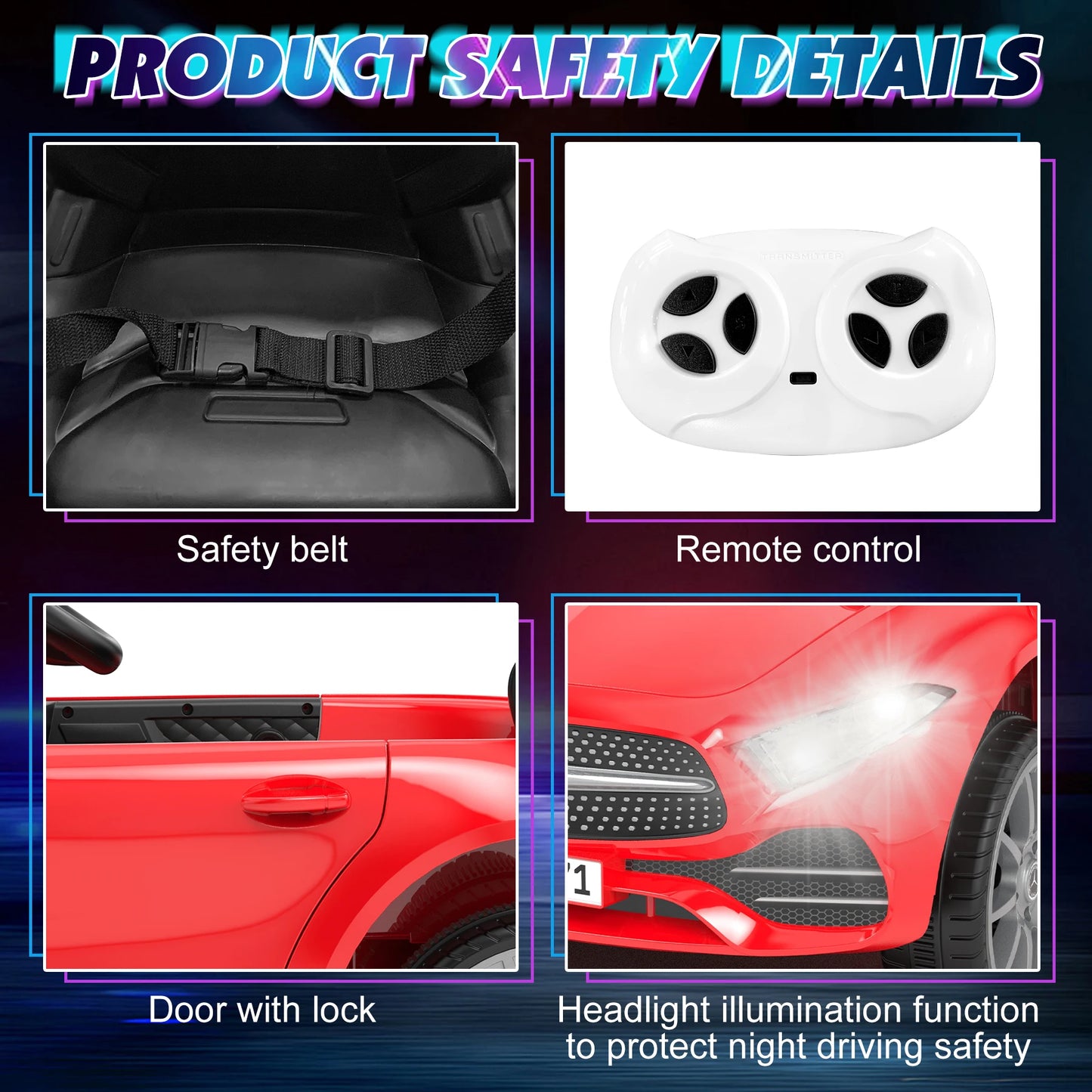 Coche de Batería para Niños 12V  Control Remoto y Luces LED