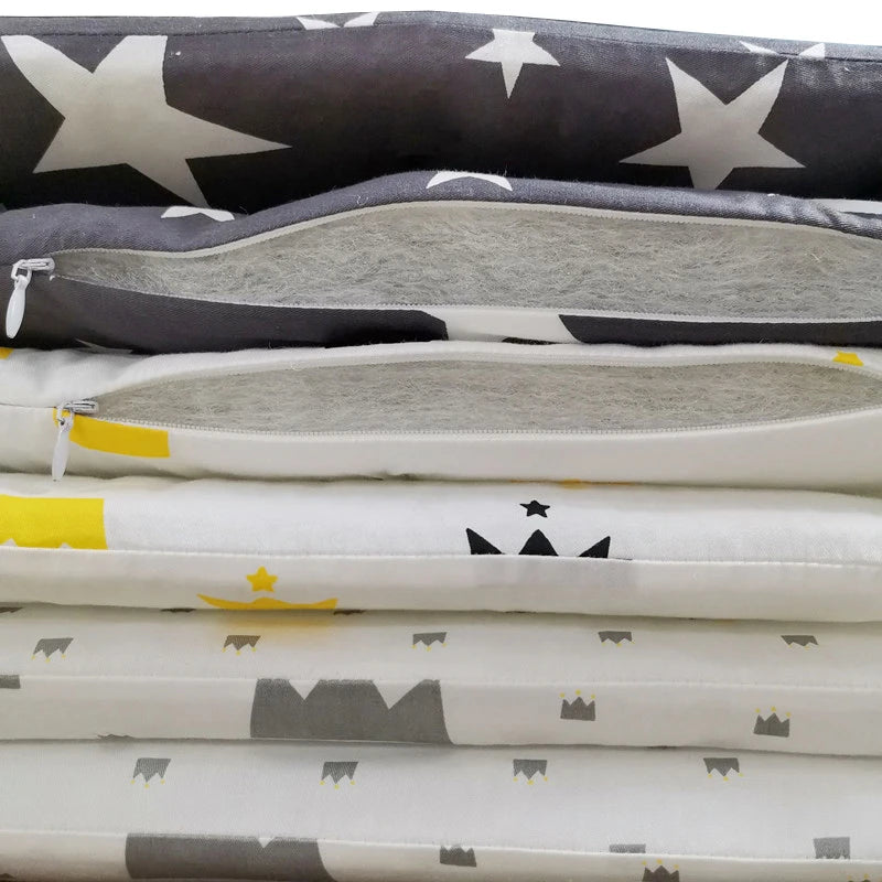 Protector de Cuna 200x30cm Estrellas  Parachoques Grueso Lavable y Seguro para Bebé