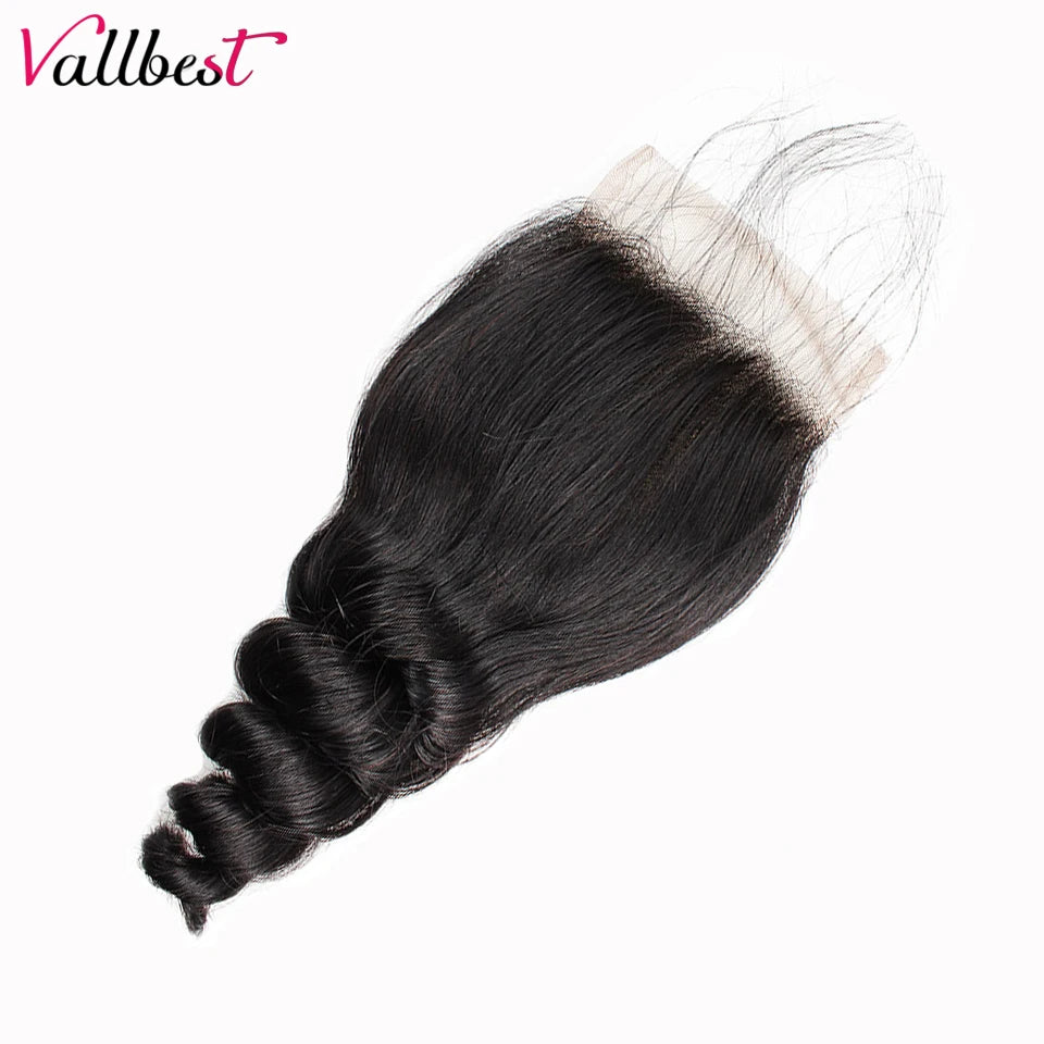 Extensiones de Cabello Humano Vallbest  Onda Suelta Brasileña con Cierre 4x4