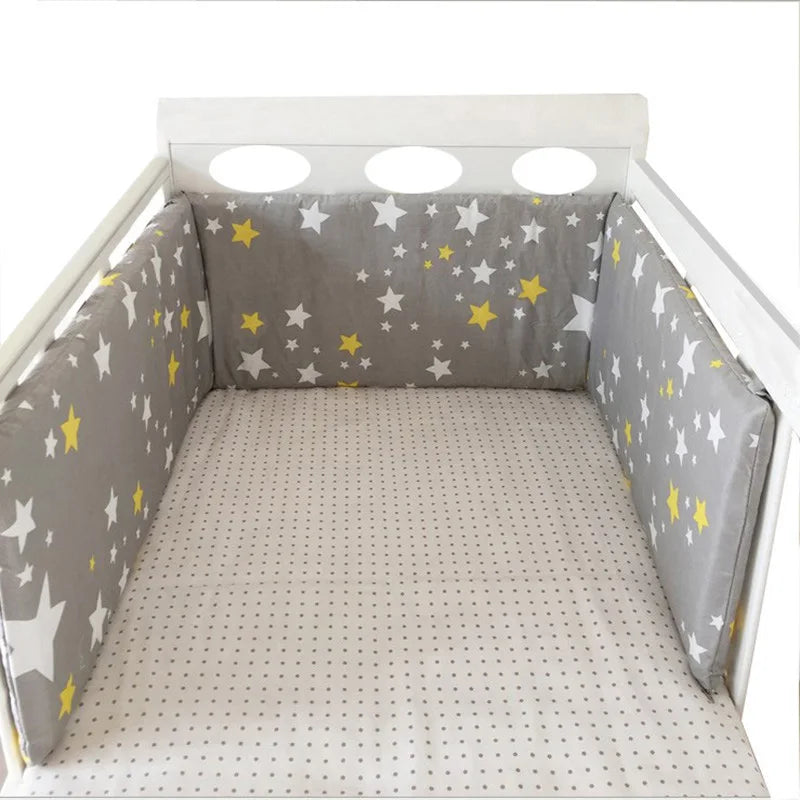 Protector de Cuna 200x30cm Estrellas  Parachoques Grueso Lavable y Seguro para Bebé