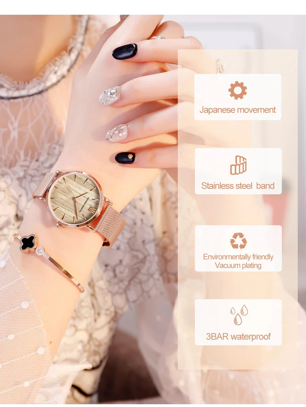 Reloj Mujer Hannah Martin HM-CC36 - 19 Colores Elegantes con Movimiento de Cuarzo