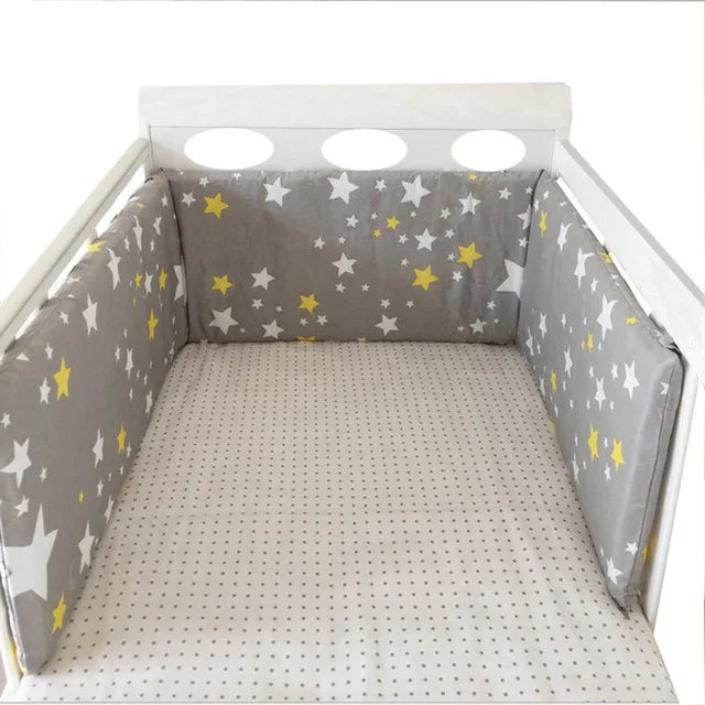 Protector de Cuna 200x30cm Estrellas  Parachoques Grueso Lavable y Seguro para Bebé