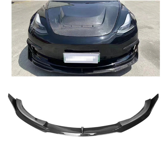 Splitter Frontal V Style Tesla Model 3  Fibra de Carbono Alta Gama