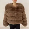 Abrigo Corto Mujer Invierno  Faux Fox Fur Coat con Cremallera