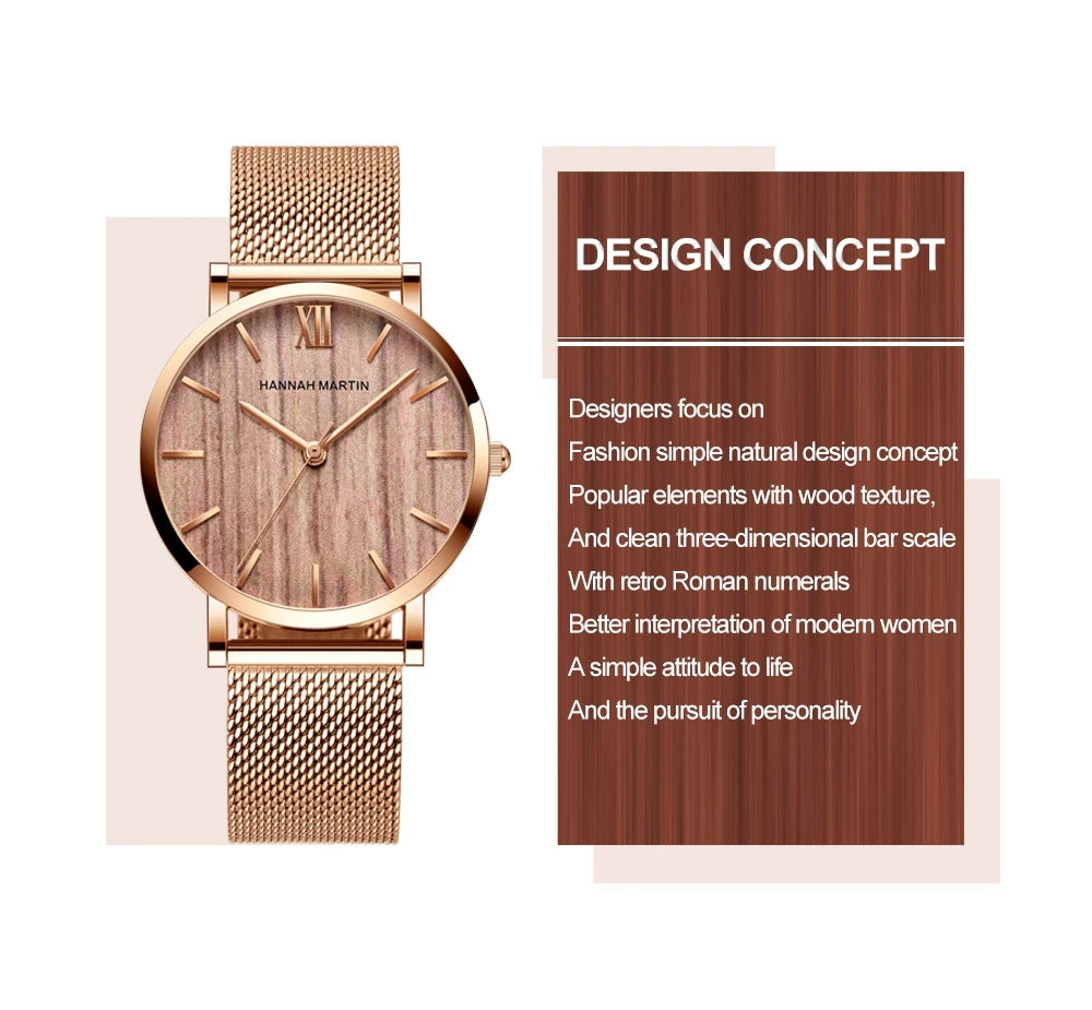 Reloj Mujer Hannah Martin HM-CC36 - 19 Colores Elegantes con Movimiento de Cuarzo