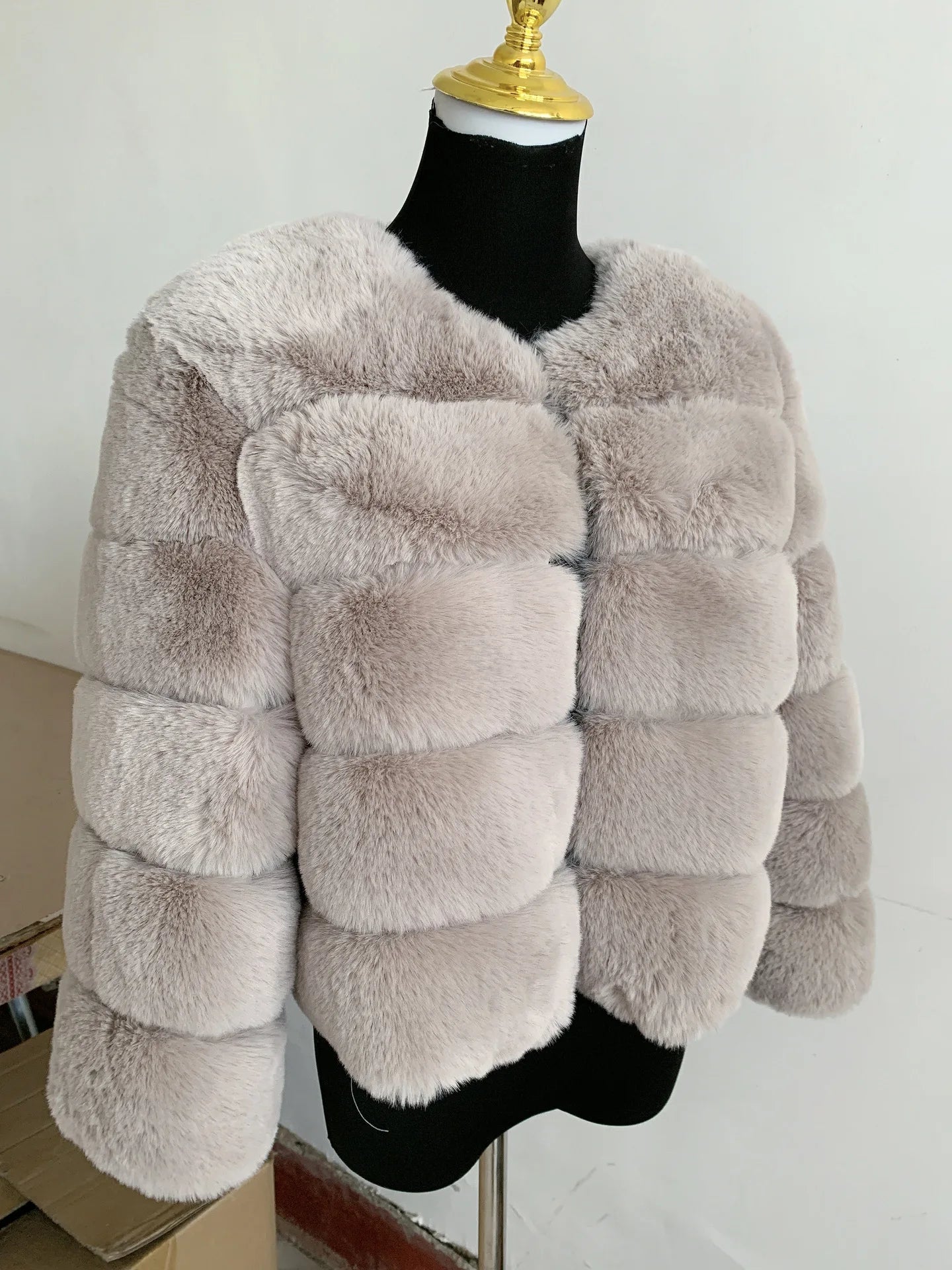 Abrigo Corto Mujer Invierno  Faux Fox Fur Coat con Cremallera