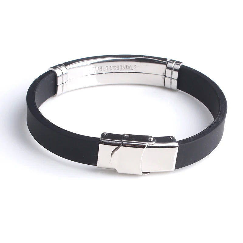 Pulsera Personalizada BLACK SESAME - Silicona Suave y Acero Inoxidable