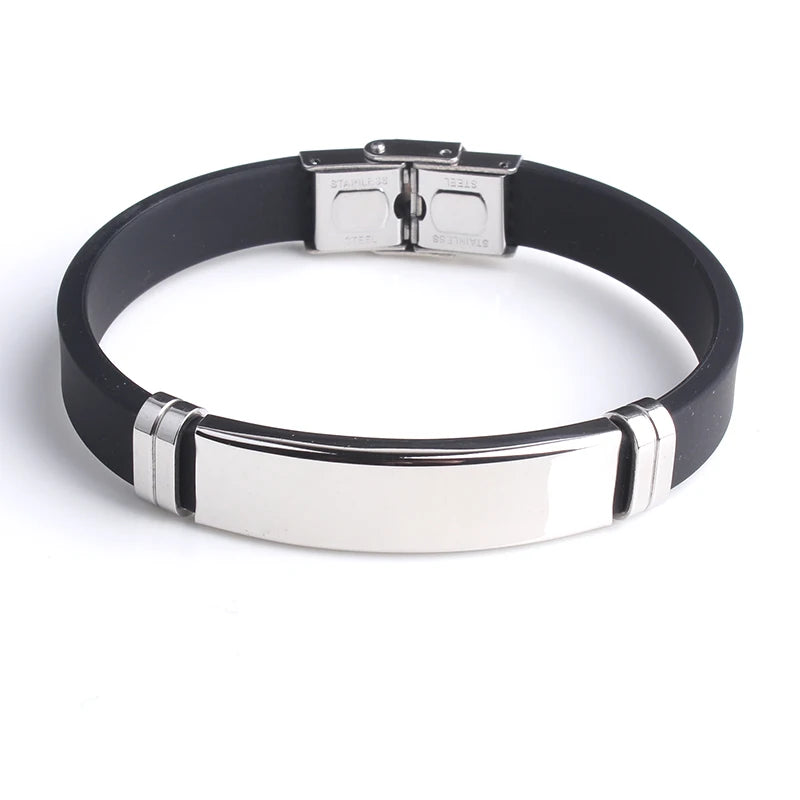 Pulsera Personalizada BLACK SESAME - Silicona Suave y Acero Inoxidable