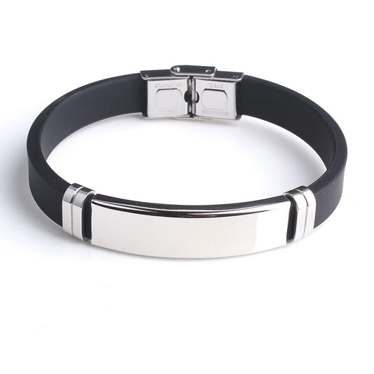 Pulsera Personalizada BLACK SESAME - Silicona Suave y Acero Inoxidable
