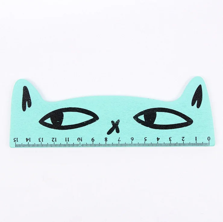 Regla Kawaii Gato Negro Lytwtw’s - 15 cm Madera