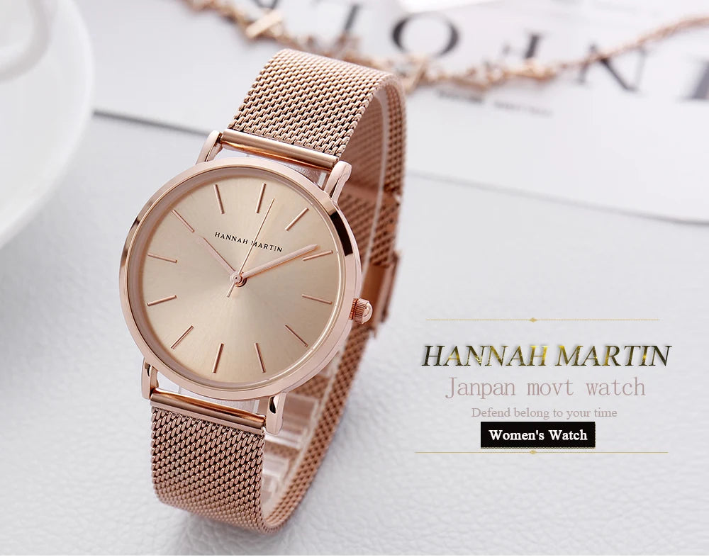 Reloj Mujer Hannah Martin HM-CC36 - 19 Colores Elegantes con Movimiento de Cuarzo