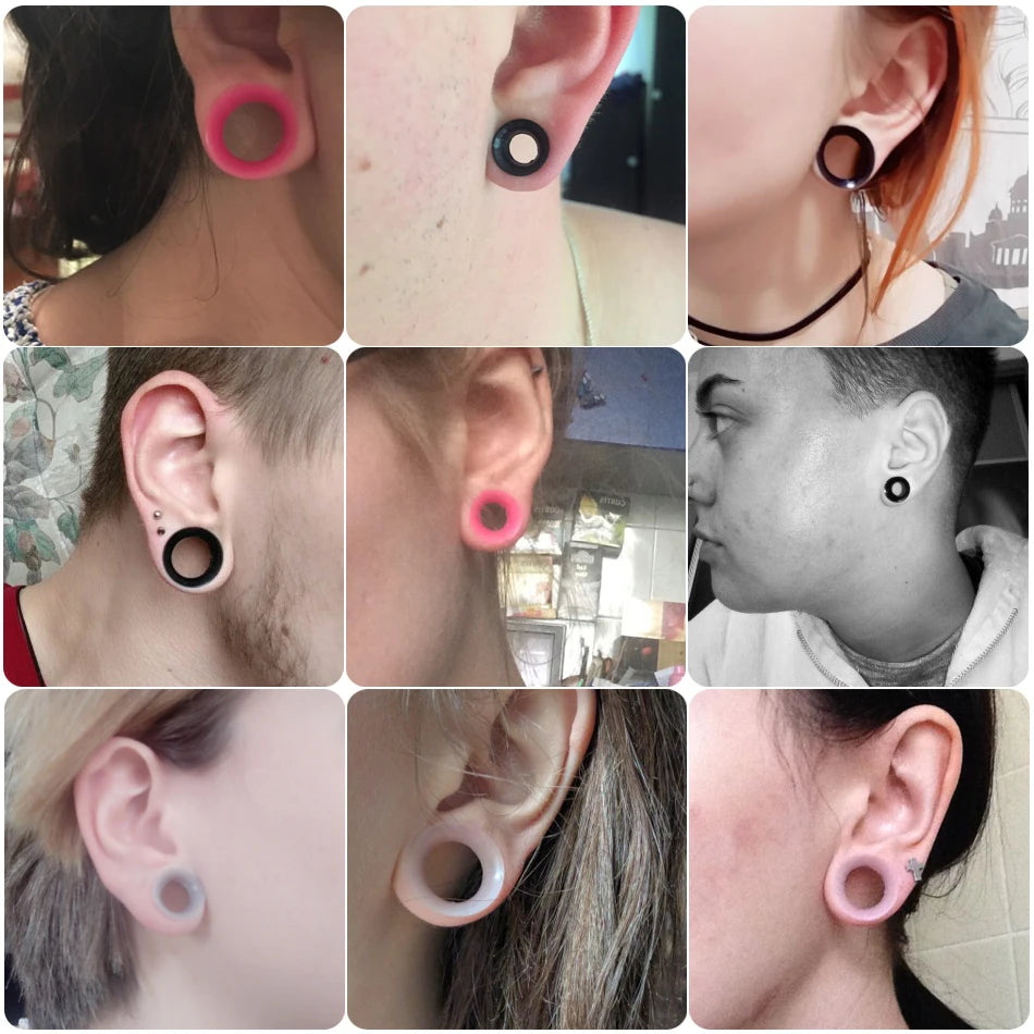 Tapones y Túneles de Silicona SWANJO - Dilatadores Flexibles para Piercing de Oreja