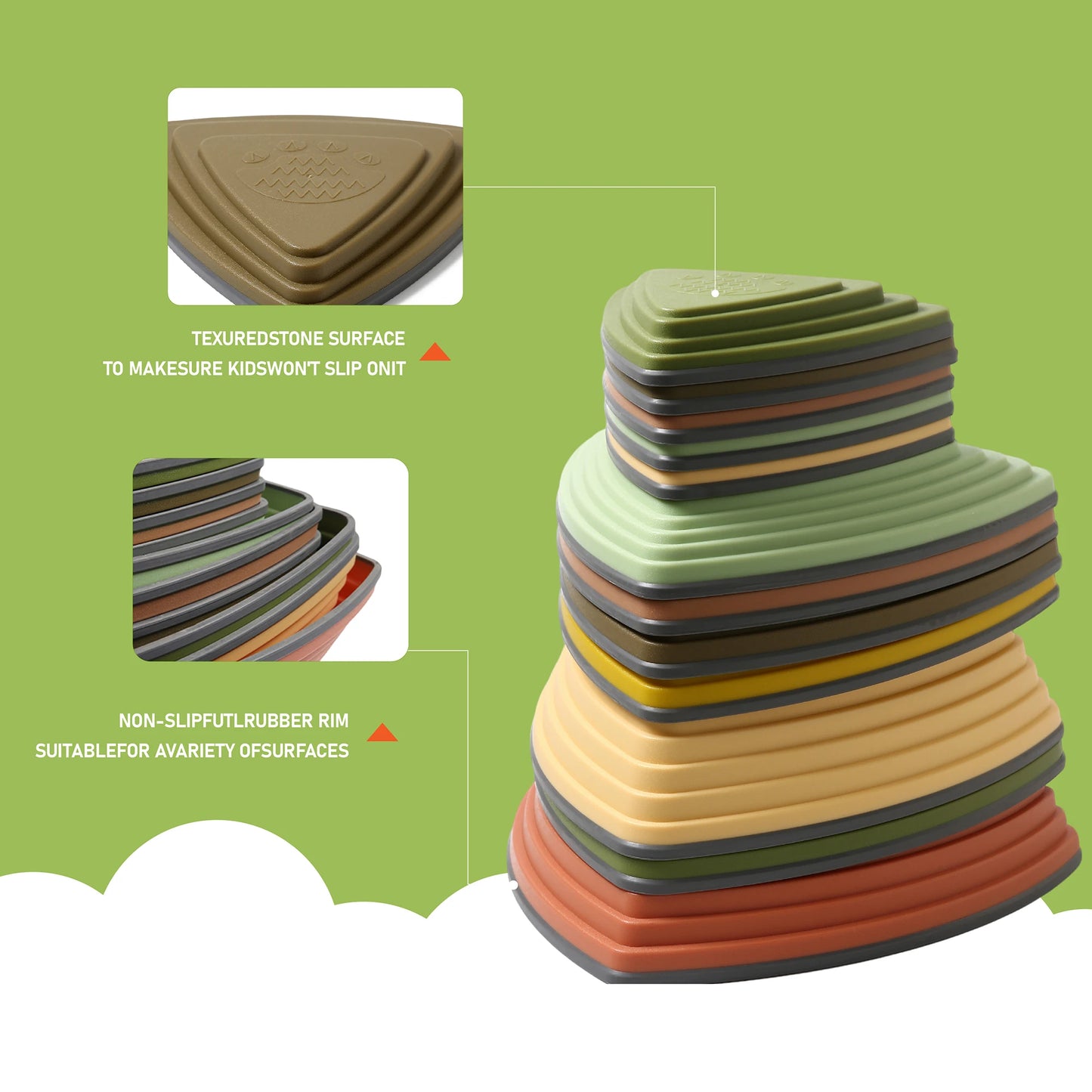 Set 12 Piedras de Equilibrio para Niños | Circuito de Obstáculos Antideslizante