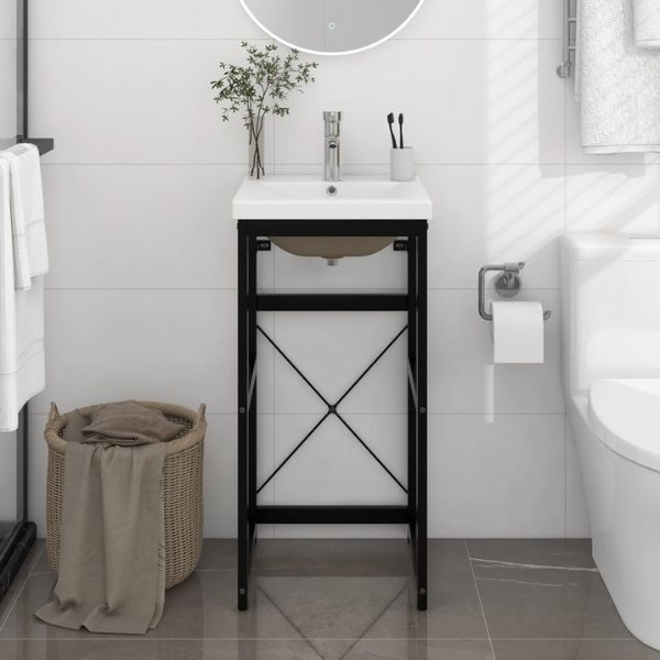 Estructura de Baño con Lavabo Incorporado - Hierro Negro o Blanco Moderno