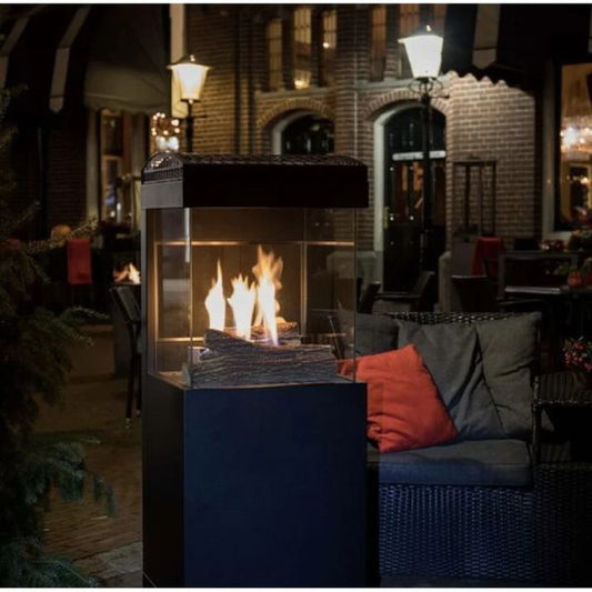 Estufa Exterior a Gas BRITEC Oslo 3 Cristales | Calidez Visual y Rendimiento Profesional