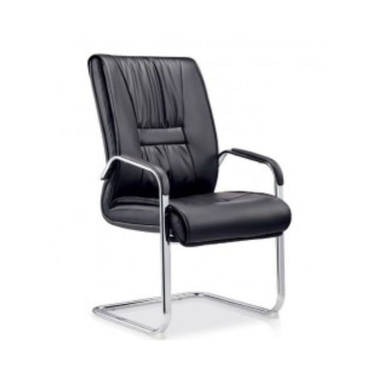 Sillón de Oficina FLANDES - Patín Cromado en Similpiel Negra