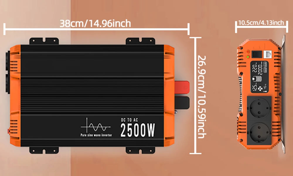 Inversor Onda Sinusoidal Pura 5000W - Convertidor 12V/24V a 220V con Control Remoto