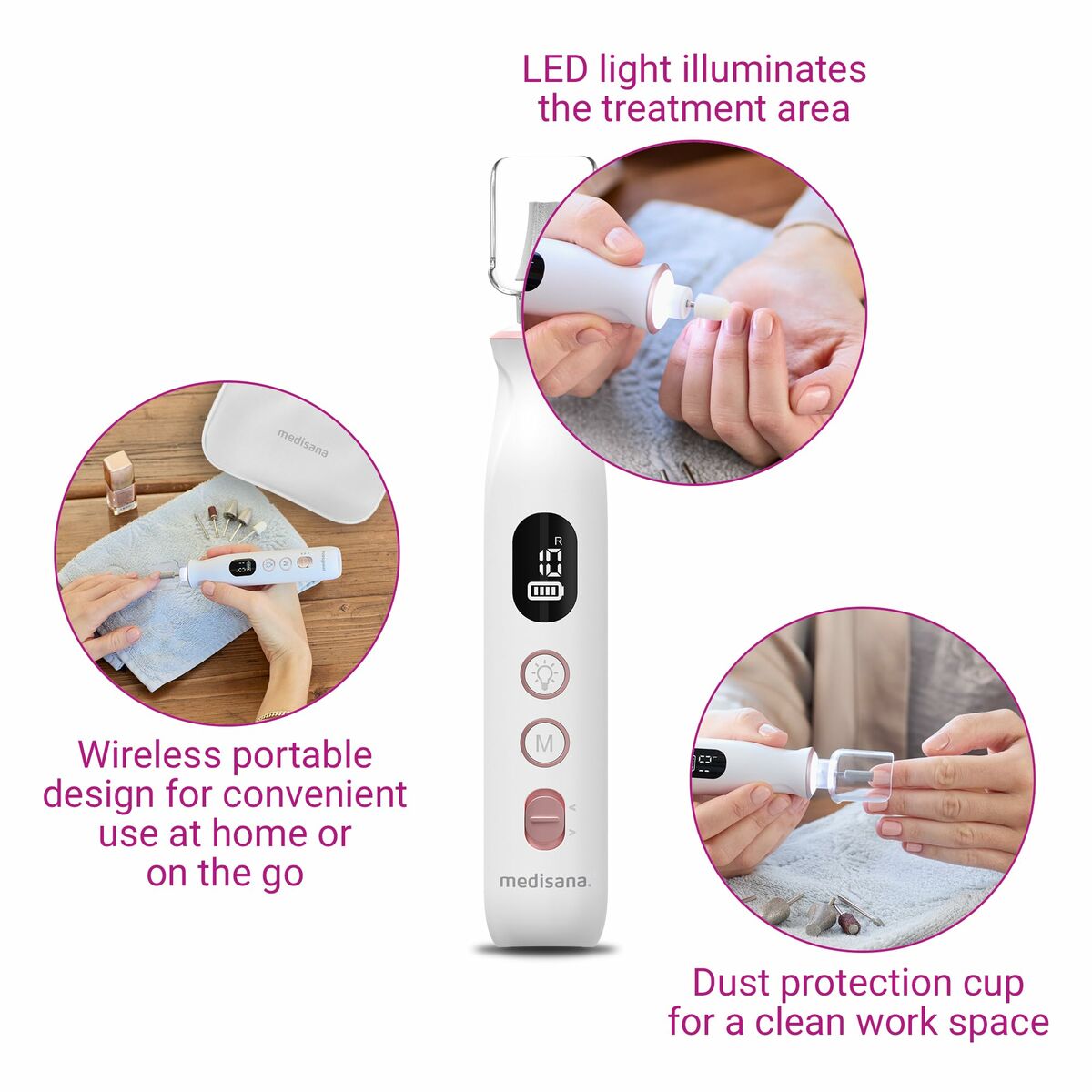 Set Manicura Medisana MP 940  Inalámbrico con 10 Accesorios